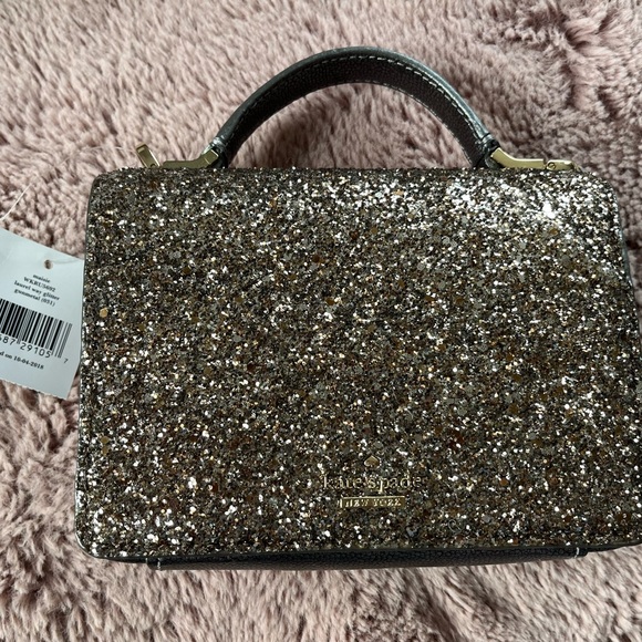 NWT KATE SPADE Maisie WKRU5692 Laurel way glitter gunmetal (031) bag - Picture 2 of 7